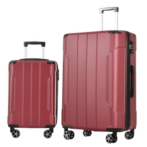 Luggage Set 2 Pieces, Carry-on Luggage, Hard Shell ABS, Lightweight Expandable (28 Inches Only) Dual Wheel Suitcase, Zipper Compartment, TSA Lock, Set of 2 (20/28), Red