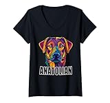 Photo Gallery donna anatolian shepherd dog lover colorful anatolian face nero maglietta con collo a v Photo Gallery donna anatolian shepherd dog lover colorful anatolian face nero maglietta con collo a v