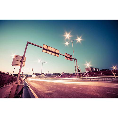 Affiche autoroute de nuit en pose longue, impression premium de 91x137cm
