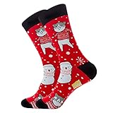 JOYISURE Weihnachtssocken Herren 43-46 Baumwolle Kuschelsocken Bunt Lustig Socken Flauschige Socken Warme Kuschel Flauschige Socken Geburtstagsgeschenk für Weihnachtsdeko(rot), KHI-403, Einheitsgröße