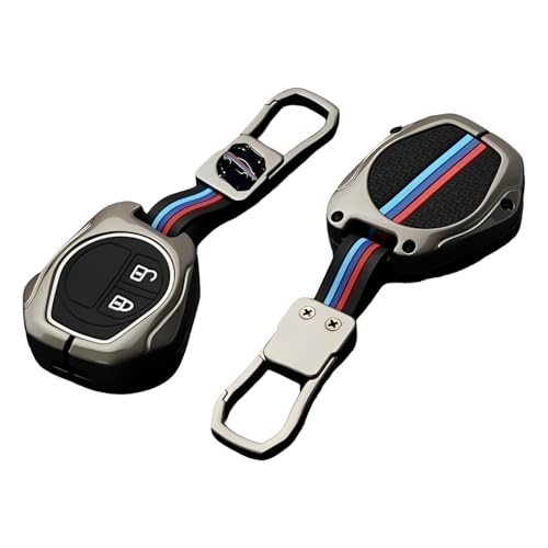 Image of KINGSWAY Maruti Suzuki Car Key Cover and Keychain Perfect Shape and Compatible with 2 Buttons Smart Key of All Maruti Suzuki Cars, Remote Key Shell, Car Key Chain Cover, 360 Protection, Gunmetal Grey