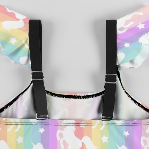 Image of Girls One Piece Swimsuit Lovely Cute Animals Ruffles Swimwear Bathing Suits 3-12 Years