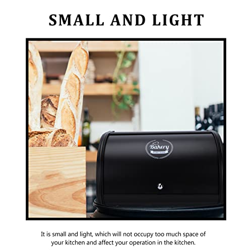 Doitool Stainless Steel Bread Box For Kitchen Countertop, Black Bread Storage Bin Container With Roll Up Lids, Roll Up Style Bread Bin (11.79X10.22X7 Inch) #TOP4