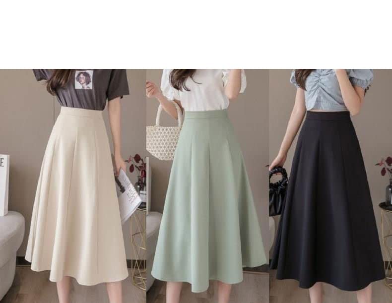 Women's Mid-Length Skirt A-Type Skirt High Waist Puff Skirt2