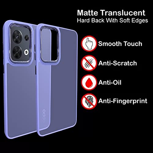 Image of A rtistque Frosted Translucent Back Cover Case for Oppo Reno 8 5G | Electroplated Chrome Ring | Raised Camera Edges for Protection | Smooth Sides TPU - Purple