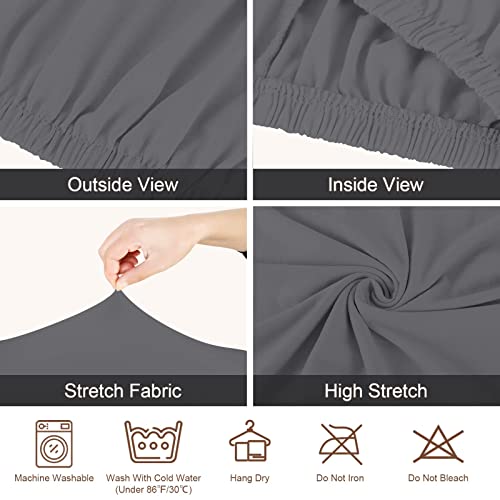 CMAKER High Back Chair Covers Stretch Spandex Fabric Chair Slipcover Seat Cover for Home Washable Removable Parsons Chair Protector Dining Room Kitchen Hotel,Set of 2,Gray - Image 4