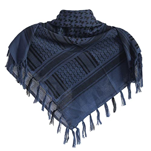KINGREE Military Shemagh Tactical Desert 100% Cotton Keffiyeh Scarf Wrap, Shemagh Head Neck Scarf, Arab Scarf (Dark Blue)