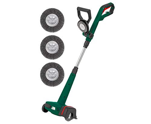 Preisvergleich Produktbild Elektro Fugenbürste - elektrischer Fugenreiniger zur Entfernung von Moos und Unkraut, 400 Watt, Alu-Teleskopstiel, Spritzschutz, werkzeugloser Bürstenwechsel mit 3 Bürsten
