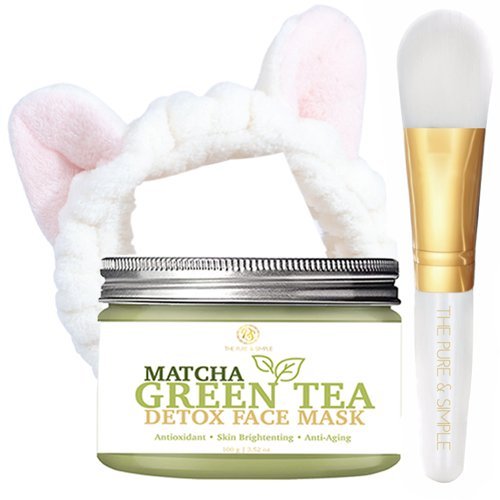 Matcha Mud Mask Green Tea Detox Face Mud Mask Antioxidant Face, Anti Aging, Acne Treatment, Oil Control, Reduce Pores, Wrinkles, Blemishes,Deep Cleaning, Moisturize, Natural Toner by The Pure & Simple