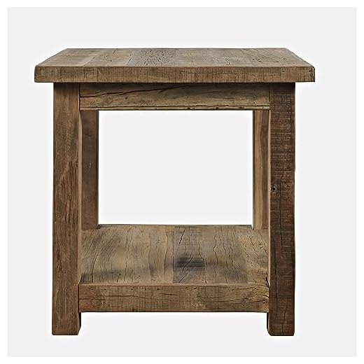 Rustic End Table with Storage Shelf