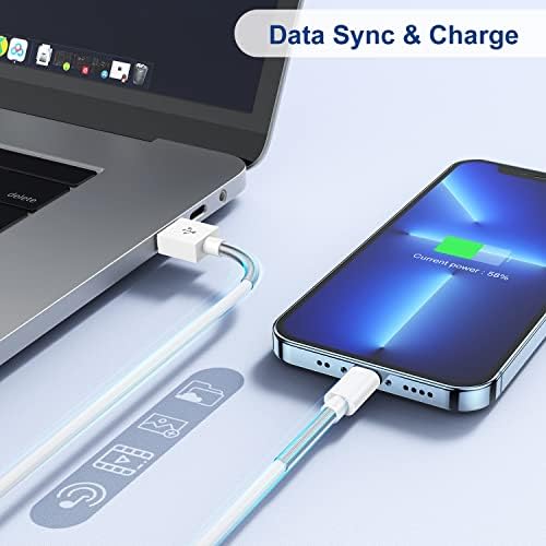 (Pack) Apple iPhone Charger Cable 3M Apple MFi Certified Original USB a to Lightning Cable 10 ft, 2.4A Extra Long iPhone Charging Lead for iPhone 13 11 11Pro X XS XR XS Max 8 7 6 iPad (White)