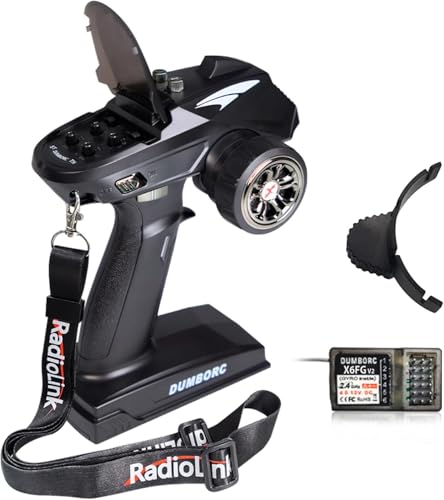 DUMBORC X6 2,4 GHz 6-Kanal RC Funksender und empfänger X6FG (eingebauter Gyro) mit Ausfallsicherung und Niederspannungsalarmfunktion für RC Fahrzeuge, Auto, Boot, Panzer, Modellteile, Fernbedienung