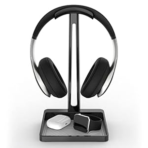 TotalMount Headphone Stand – Premium Headphone Storage and Protection (Tall Headset Stand with Gray Silicone Tray Liner)