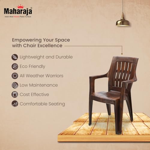 Image of MAHARAJA Premium Heavy Duty Plastic Chairs for Home, Office & Outdoor (Teakwood,Pack of 4)