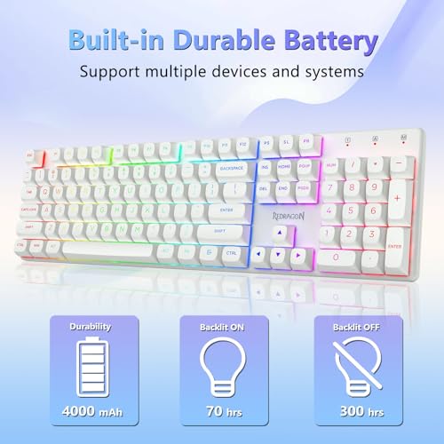 Image of Redragon K710 Wireless Mechanical Gaming Keyboard, Linear Red Switch, White