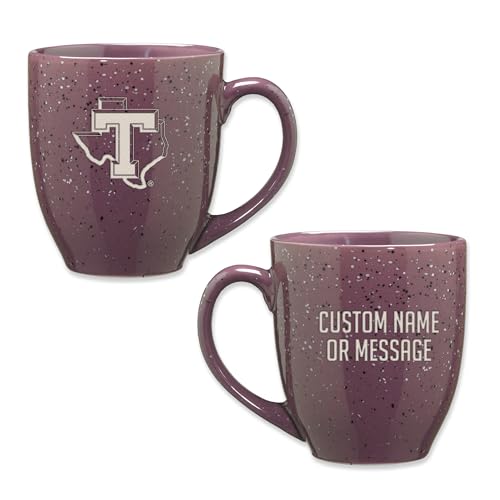 Image of Rico Industries NCAA Tarleton State Texans Purple Personalized 16 oz Team Color Laser Engraved Speckled Ceramic Coffee Mug