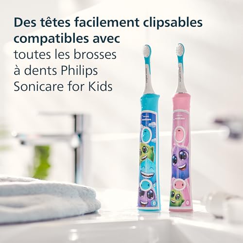 Philips Sonicare for Kids - têtes de brosse à dents de rechange d'origine pour enfants à partir de 3 ans, lot de 2, HX6032/90