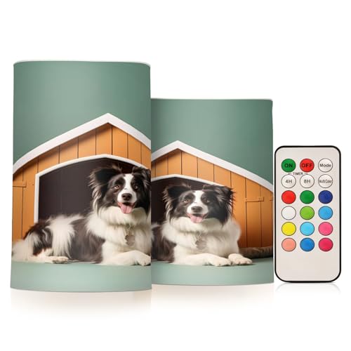 ALAZA Dog (52) Flickering Flameless Candles Battery Operated with Remote Timer,Tea Light Candles LED Pillar Votive Candles Set of 2 for Outdoor Indoor Decorations