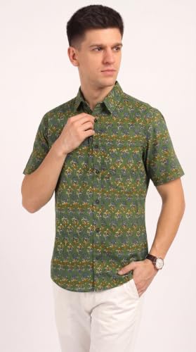 Image of BLOCKS OF INDIA Cotton Hand Block Print Half Sleeves Summer Shirt for Men