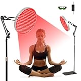 SAVILER Round Red Light Therapy for Face and Body, Adjustable Height Stand, 660nm Red Light Therapy & 850nm Infrared Light Therapy Device，Skin Beauty