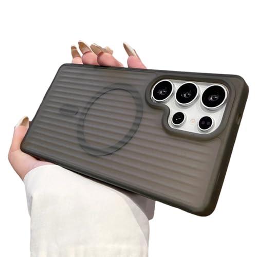 QJJFVMF Frosted Striped Corrugated for Phone Case for Samsung Galaxy S25 S24 S23 S22 S21 Plus Ultra Wireless Charge Cover,Gray,for Samsung S22 Plus