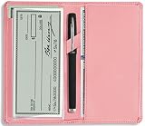 Sanlykate Leather Checkbook Cover for Men and Women, Check Book Case Card Holder with Free Divider, Standard Register Duplicate Checks with pen inserts