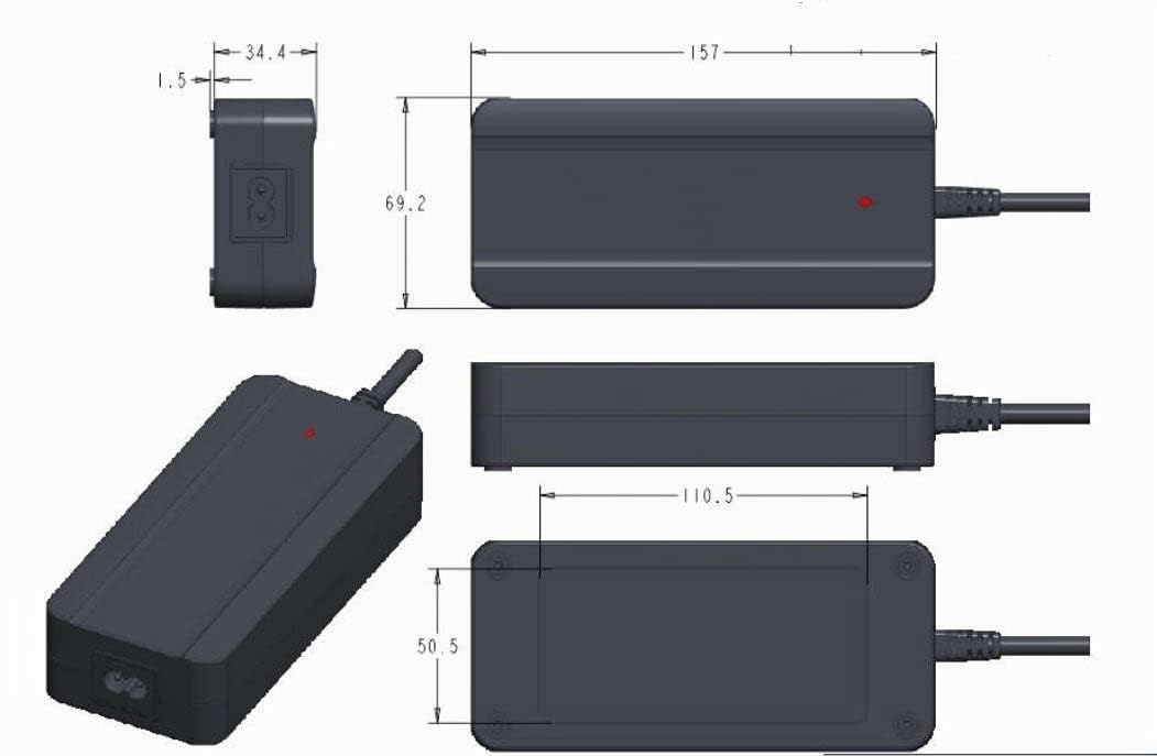 Enerpower Chargeur 42 V 2 A 85 W 5 broches rond pour batteries 36 V pour batteries Fischer, Phylion, Devron, Lifebike, Batavus, Sparta, etc.
