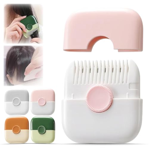 Hair Trimmer Comb,Split Ends Trimmer,Split end Trimmer for Women, Mini Portable Hair Breakage Tool, Dual-Sided Design with Cover, for Thinning Hair Cutting and Styling Scissors Hairdressing(Pink)