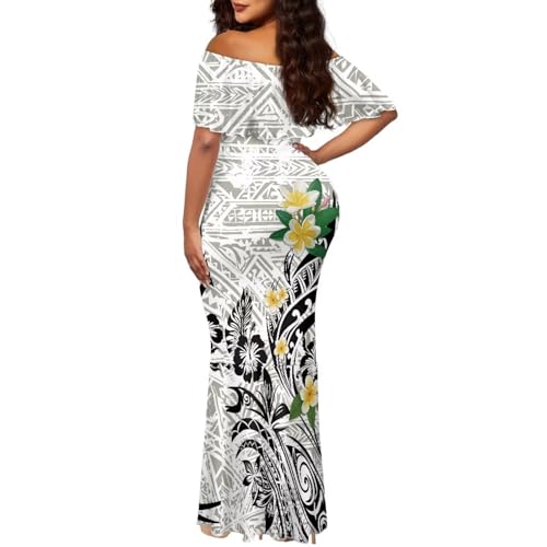 Image of Polynesian for Women S-7XL Off Shoulder Maxi Dress Hawaiian Summer Dresses
