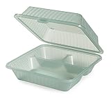 Eco-Takeouts, BPA Free, Green Reusable Plastic To-Go Boxes, 3-Compartment, 9