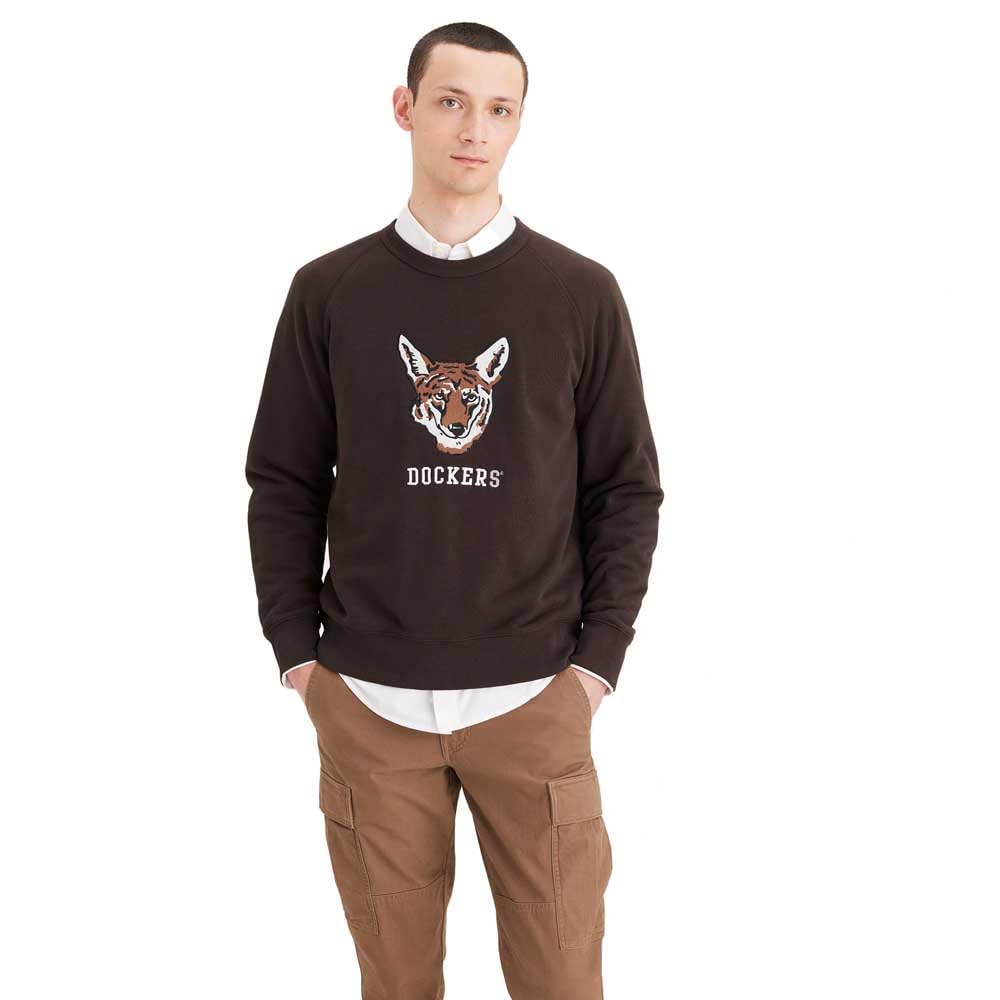 Dockers Men's ORIGINAL CREWNECK SWEATSHIRT TOPS, DOCKERS COYOTE ATHLETIC COFFEE BEAN (MULTI), XXL