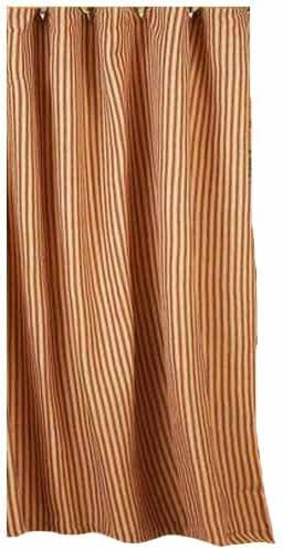 Home Collection by Raghu York Ticking Barn Red and Nutmeg Shower Curtain, 72 by 72"