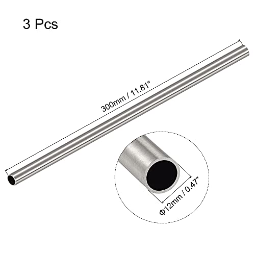 Uxcell A21061700UX0455 304 Stainless Steel Round Tube 12Mm Od 1Mm Wall Thickness 300Mm Length 3 Pcs thumb #1