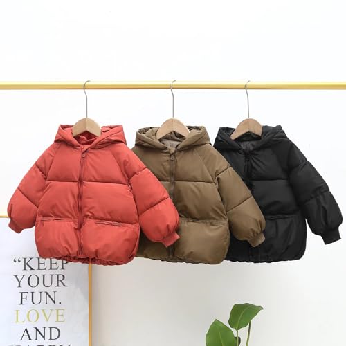 Boys Girls Winter Jacket Fleece Lined Down Cotton Windproof Warm Hooded Puffer Coats3