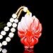 LOOPIG Natural Red White Jade Nine-Tailed Fox Pendant Necklace Chinese Carved Fashion Charm