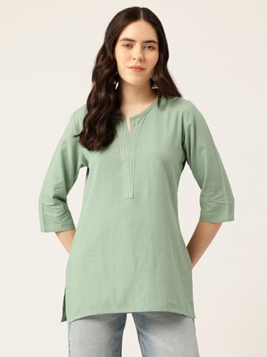 Image of Elegant Short Kurti for Women - 3 /4 Sleeves | Round Neck | (S to XXL)