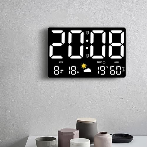 Reloj digital grande multifuncional con pantalla LED de temperatura 4