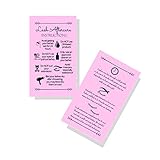 Lash Extension Aftercare Instructions Cards | Package of 100 | Double Sided Size 2x3.5