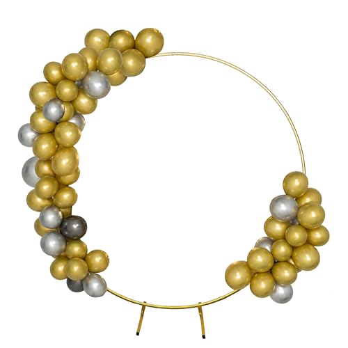 Harfirbe Round Backdrop Stand Circle Arch, 6.5ft Golden Metal Balloon Arch Kit for Party Decoration Wedding Arch Flower Ring Stand