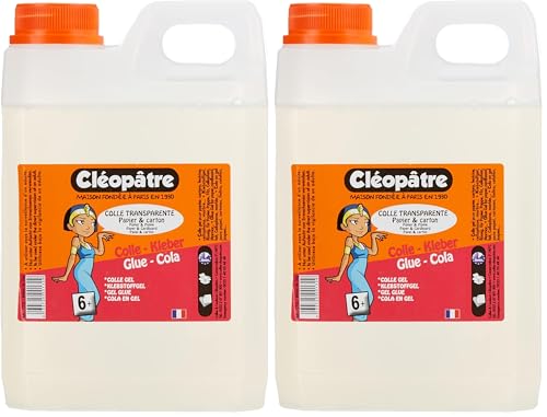Cléopatre - Pegamento Transparente - Formato Recarga - Aplicación Fácil, Precisa y Homogénea - Sin Disolventes, Limpieza con Agua - A partir de 6 Años - Fabricado en Francia - 2KG (Paquete de 2)