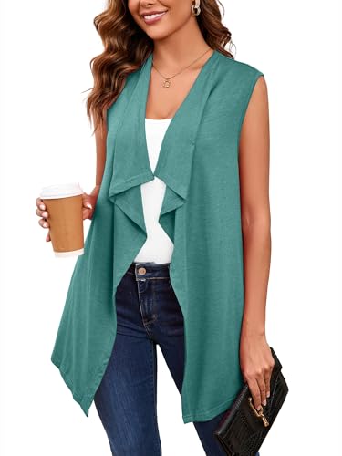 Image of Heymoments Women's Sleeveless Open Front Cardigans Lightweight Casual Soft Summer Vests with Pockets S-2XL