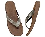 ONCAI Arch Support Womens Flip Flops,Comfortable Leather Strap Orthotic Summer Beach Flip Flops with Soft Cushion Yoga Foam Rubber Soles Brown Size 3