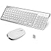 Price comparison product image FENIFOX Wireless Keyboard & Mouse,2.4G USB Slim QWERTY UK Compact Quiet Ergonomic,For Computer PC Laptop TV Tablet,Silver White (silver white)