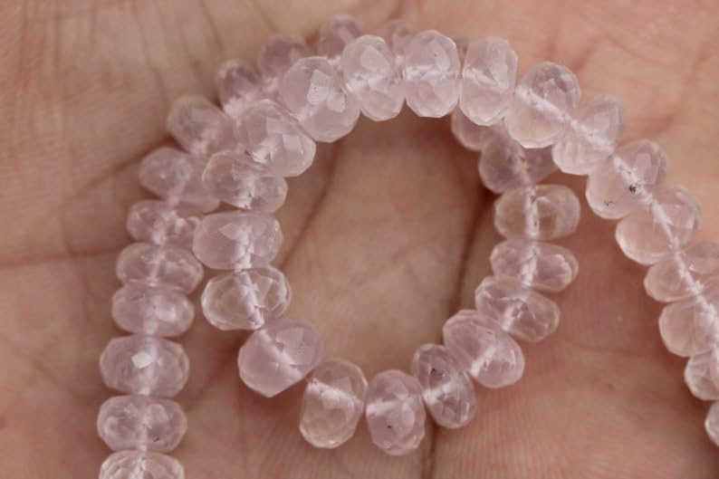 Perles rondes facettées quartz rose naturel 7mm sans défaut de taille