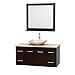 Centra 48" Single Vanity in Espresso, Ivory Marble Top, Arista Ivory Marble Sink and 36" Mirror