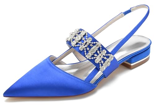 Hanfike Comfortable Bridal Flats for Women Slingback Rhinestones Evening Shoes JY209