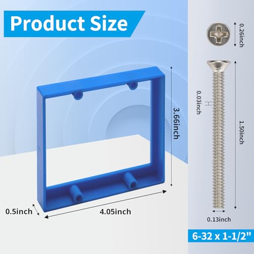 0.5Inch Double Gang Receptacle Outlet Box Extenders,Include 12Screws(6-32 x 1.25),Electrical Outlet Extender for Electrical Outlet Box and Electrical Outlet Switches, Blue (Pack of 3)