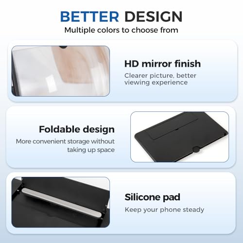 Image of Screen Magnifier Version, 2026 New Screen Magnifier for Cell Phone, Movies, Videos, and Gaming, Amplifier Desktop Magnifying for Seniors Reading (Black, 12 inch)