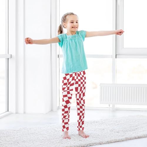 CaTaKu Girls Leggings Red Checkerboard Y2k Leggings for Girls Kids Athletic Workout Yoga Pants Size 4-10T3