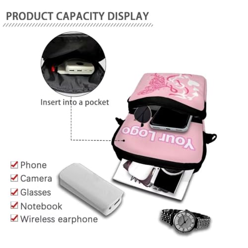 Image of Crossbody Bag for Women Sling Purse Pink Ribbon Cell Phone Holder with Straps